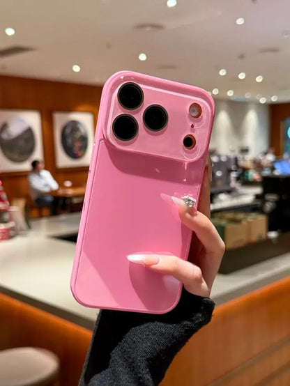 Candy Macaron Crystal Clear Iphone Case, Skin-Feel Soft TPU Bumper & Hard PC Back, Full Lens Protection, Cute Minimalist Pink & White, Compatible with Iphone 17/16/15/14/13 Pro Max Plus