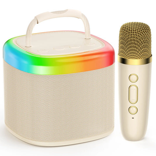 [100% Original] JYX D17 Mini Karaoke Machine Bluetooth Speaker with Wireless Microphones, Powerful Bass & RGB Lights | Portable KTV System for Summer Outdoor Parties, Family Fun & Gifts for Men and Women Mothersdaygift Summerwins Dealsforyoudays