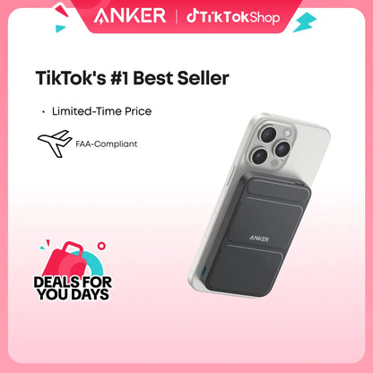 【Magnetic Power Bank】Anker 5,000Mah Magnetic Power Bank, Wireless Portable Charger with Foldable Stand & Side USB-C Port, Battery Pack for Iphone 17/16/15/14/13#Dealsforyoudays